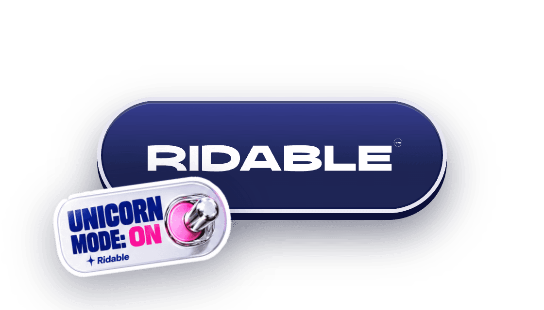 Ridable brand plate with the Unicorn mode sticker