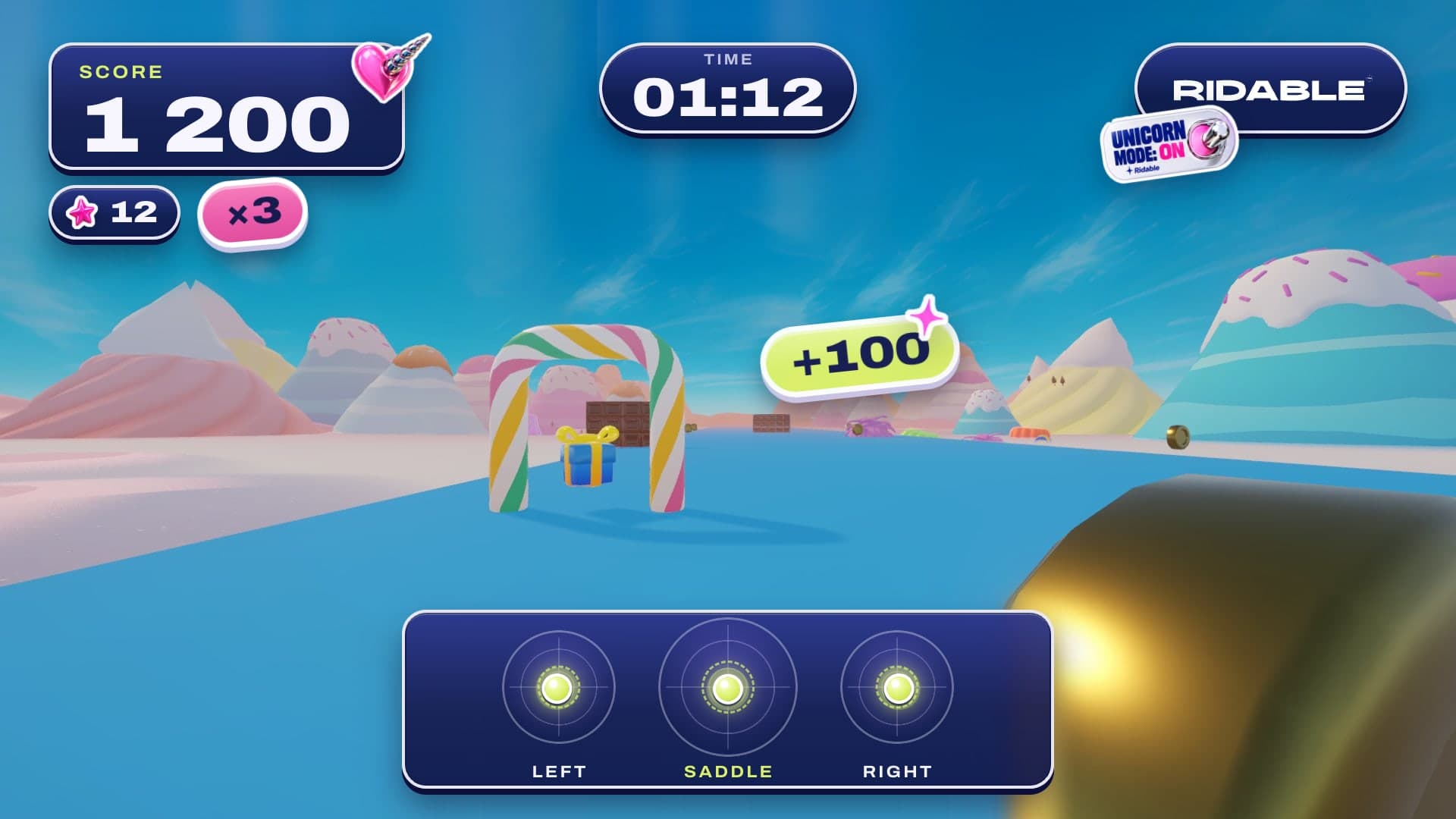 Ridable Slush game HUD over the candy world